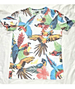 Levi&#39;s Short Sleeve Hawaiian TShirt Men&#39;s SMALL Tropical Parrots Floral ... - $15.47