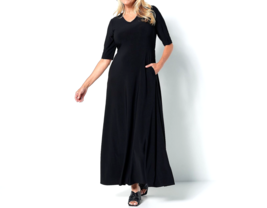 Attitudes Renee Como Jersey Illusion Waist Maxi Dress- Black, Tall Large - £24.40 GBP