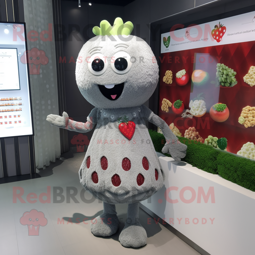 Gray Strawberry mascot costume character dressed with a Empire Waist Dre... - $1,199.00