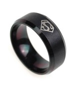 8mm Brushed Stainless Steel Superman Fashion Ring (Black, 14) - $10.88