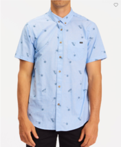 Billabong Men&#39;s Organic Cotton Sundays Mini Short Sleeve Shirt Mist Blue-Large - £23.56 GBP
