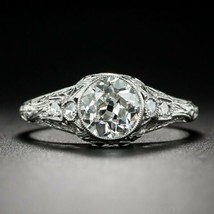 Vintage 1.80 Karat Künstlicher Diamant Solitär Verlobungsring IN Sterlingsilber - £207.11 GBP