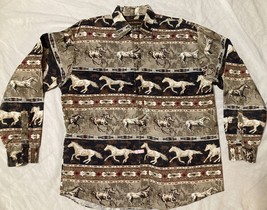 Bit &amp; Bridle Shirt Mens Large Western Horses Horse Shirt with Pocket - £16.47 GBP