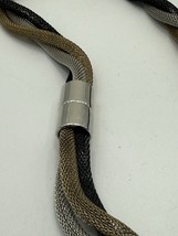 Three-Tone Mesh Twist Necklace Black Gold Silver 18.5” Magnetic Clasp - $238.92 MXN