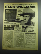 1972 Currier/Naste Hank Williams Memorial Album Advertisement - £14.78 GBP