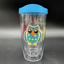 Tervis Tumbler Colorful Embroidered Owl Patches Travel Cup With Aqua Lid 16 oz - $14.46