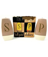 Stanley Home Vintage Ball Point Retro Salt and Pepper Shakers Tan 5" Plastic IOB - $14.95