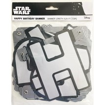 Star Wars Black and Gray Striped Happy Birthday Jointed Banner 6.24 Ft Long - £5.55 GBP