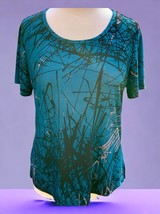 Zena Essentials Ladies Petite Short Sleeve Blue Abstract Patterned Top Size Pm - £17.52 GBP