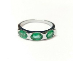 Silver Emerald Ring Men 1.5 Ct High Quality emerald Band 4x6 mm Oval Eme... - £37.93 GBP