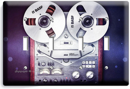 Vintage Reel To Reel Recorder Player Quad Light Switch Plate Music Studio Decor - £17.57 GBP