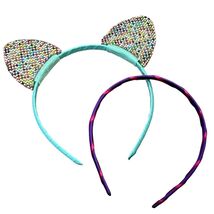 Cat Ears &amp; Purple Satin Headband Set For Kids - $87.73 MXN