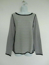 NWT TORY BURCH Cotton Blend Navy Ivory Stripe Kamila Sweater Top Large - £100.77 GBP