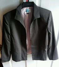 015 Womans Size 12 Kasper Blazer Jacket Dark Brown w Pink Pinstripe - £12.66 GBP