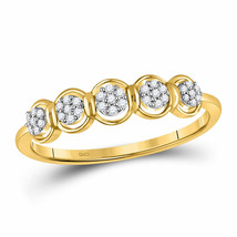10k Yellow Gold Womens Round Diamond Cluster Fashion Ring 1/10 Cttw - £158.98 GBP
