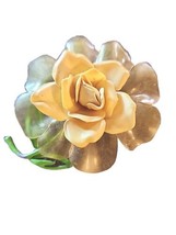 Vintage Lucite Flower Yellow Rose Plastic Pin Brooch Jewelry Retro Mid Century - £17.82 GBP