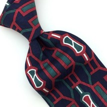 Tartan Made In Usa Tie Navy Blue Red Green Silk Geometric Art Deco Neckt... - $15.83