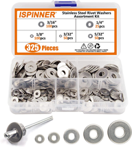 ISPINNER 325Pcs Backup Rivet Washers Assortment Kit, Stainless Steel Washers for - £12.06 GBP