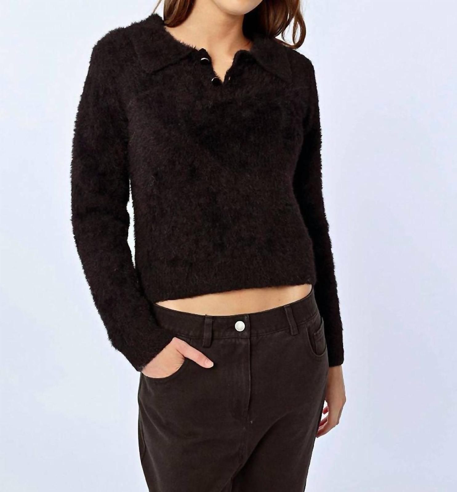 Molly Bracken Soft Collar Sweater Black - $44.00