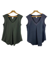 Soft Surroundings Tank Top Shirt Size Medium Lot 2 Green &amp; Black Tunic V... - $55.88