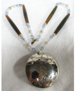 Native American Seminole Handmade Lily Flower Medallion Bone Necklace C ... - $2,723.91 MXN