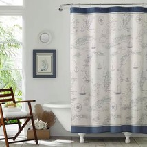 72-inch Cotton Shower Curtain with Florida Keys Ship Map Pattern - $79.70