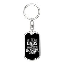 Dad Promoted to Grandpa Swivel Keychain Dog Tag Engraved 18k Gold - £55.34 GBP