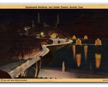 Night View Illuminated Roadway Boulder Dam Nevada NV UNP Linen Postcard S13 - $4.04