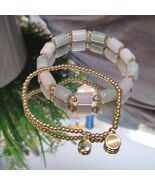 Burmese Natural Beads Jadeite Gold Plated Bead Bracelet Double Layer SL161 - $162.15