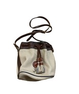 Dooney and Bourke Drawstring Vintage Bag Brown White Black Leather Bucke... - $86.13