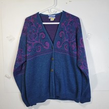 Vintage Womens Pendelton Virgin Wool Cardigan Blue/purple Size Large - £19.84 GBP
