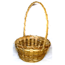 Tall Hoop Handle &quot;Semi-Round&quot; Woven Wicker/Strands Rattan Basket - Beaut... - $12.09 CAD
