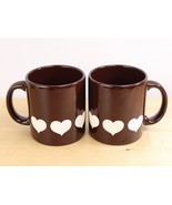 Lot of  2 Waechtersbach Mugs Brown w/ White Hearts Ceramic W. Germany Co... - $565.19 MXN