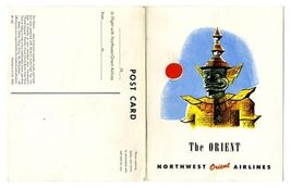 Northwest Orient Airlines Menu / Postcard The ORIENT 1955 - $47.64