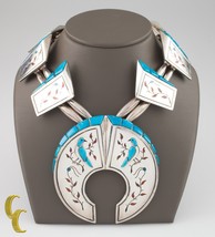 925 Sterling Silver Turquoise Bird Accent Navajo Necklace - $2,093.17