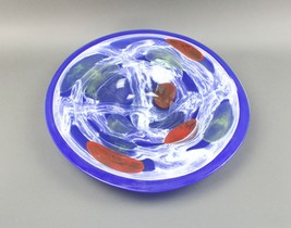 Mduca Signed Hand Blown Studio Art Glass Colorful Centerpiece Bowl 17 1/2&quot; - £137.48 GBP