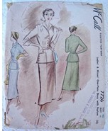 Vintage UNCUT 1949 McCalls 7726 Pattern Misses One Piece Dress w Peplum ... - £55.77 GBP