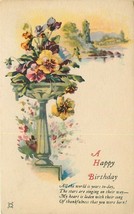 Antique DB Postcard K052 A Happy Birthday Planter with Flowers Multi View Lake - £3.70 GBP