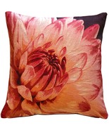 Pink Dahlia Bold Blossom Tapestry Throw Pillow, with Polyfill Insert - £63.90 GBP