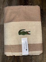 Lacoste ~ Bath Towel 100% Cotton 30&quot; x 52&quot; Beige Tan Big Crocodile Logo - $31.68
