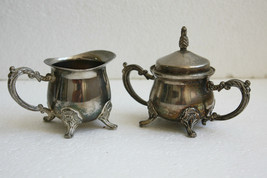 Vintage Silver Plated Creamer And Sugar Bowl Victorian Style Collectible... - £22.06 GBP