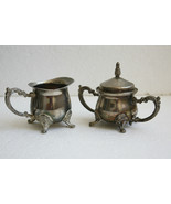 Vintage Silver Plated Creamer And Sugar Bowl Victorian Style Collectible... - $27.69