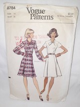 Vintage 70&#39;s Vogue 8784 Semi-fitted Dress Princess Seams Mid-Knee Size 14 - $13.81