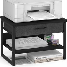 Marty Printer Stand With Storage Drawer For Desk, 2-Tier Desktop Printer, Black - £36.27 GBP