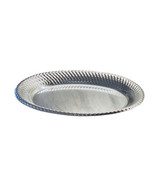 Silver Color Ribbed Plastic Oval Serving Tray / Plate 18 Inches X 14 Inches - $11.68