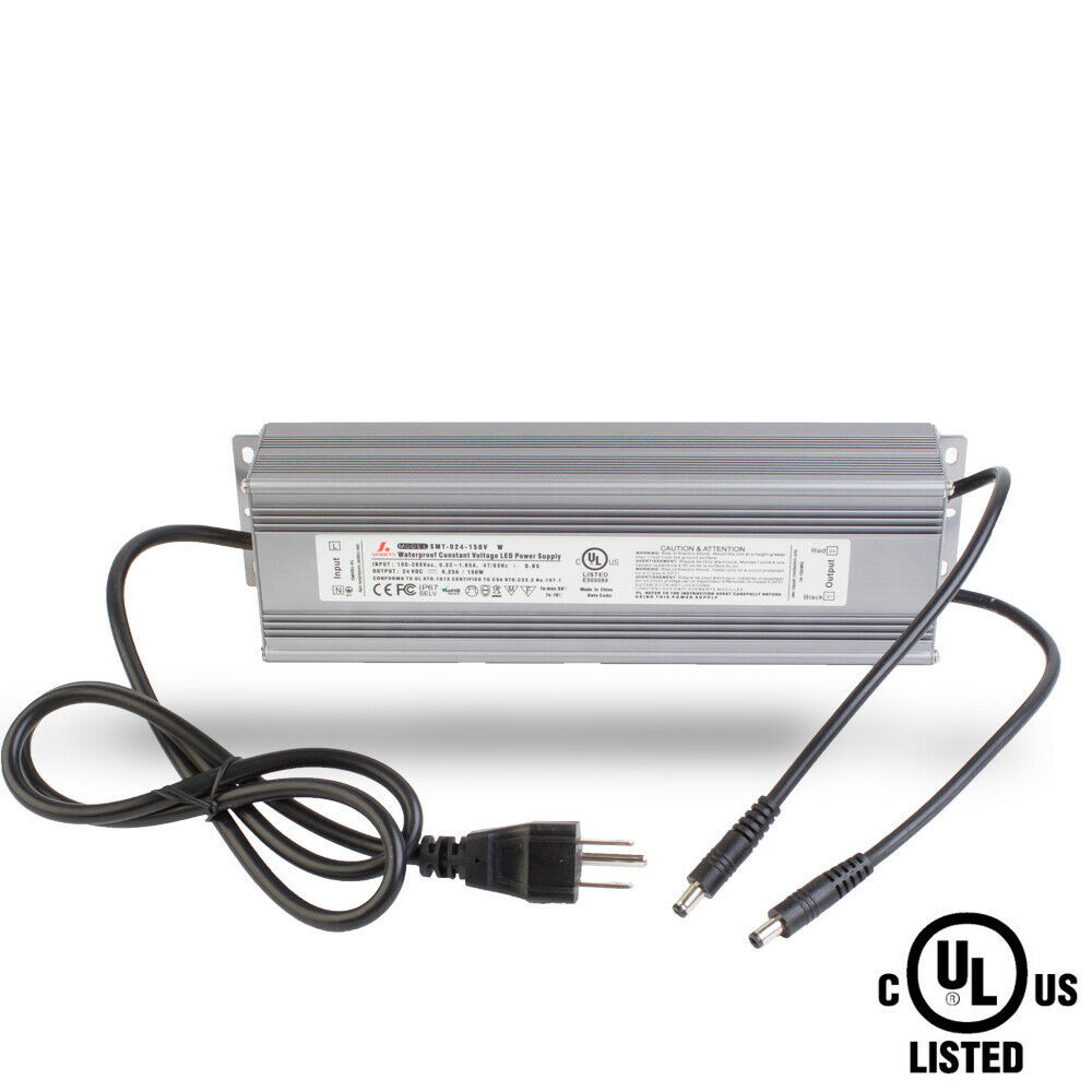 UL Listed 24v 150W waterproof Power Supply 6.25A IP67 driver for LED light