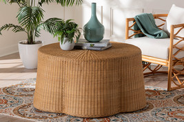 Claire Bohemian Honey Scallop Rattan Coffee Table - $10,849.64 MXN