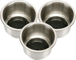 3Pack Stainless Steel Recessed Cup Drink Holder with Drain Boat Marine R... - £13.24 GBP