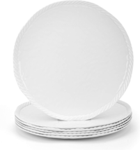 KX-WARE Melamine Plate, 11-Inch Dinner Plates with Rope Edge Design, Set of 6 Wh - £28.09 GBP