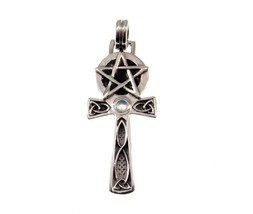 Solid 925 Sterling Silver Celtic Knot Egyptian Ankh Pendant w/ Choice Gemstone - £42.32 GBP